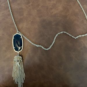Rayne Gold Long Pendant Necklace In Navy